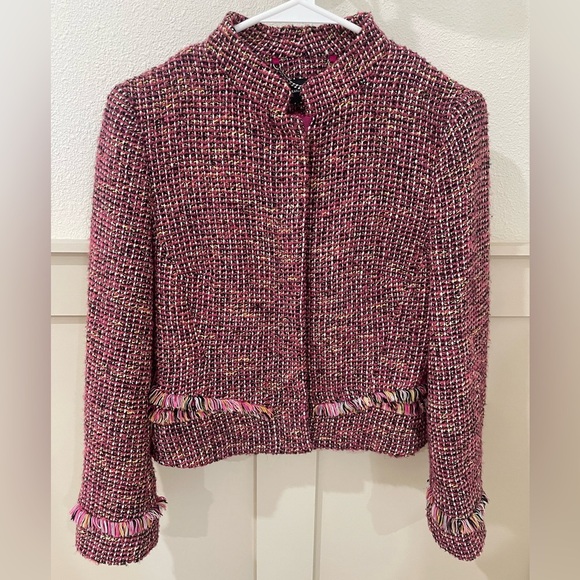 Karen Millen Pink Fringe Tweed Blazer Jacket - Picture 10 of 16